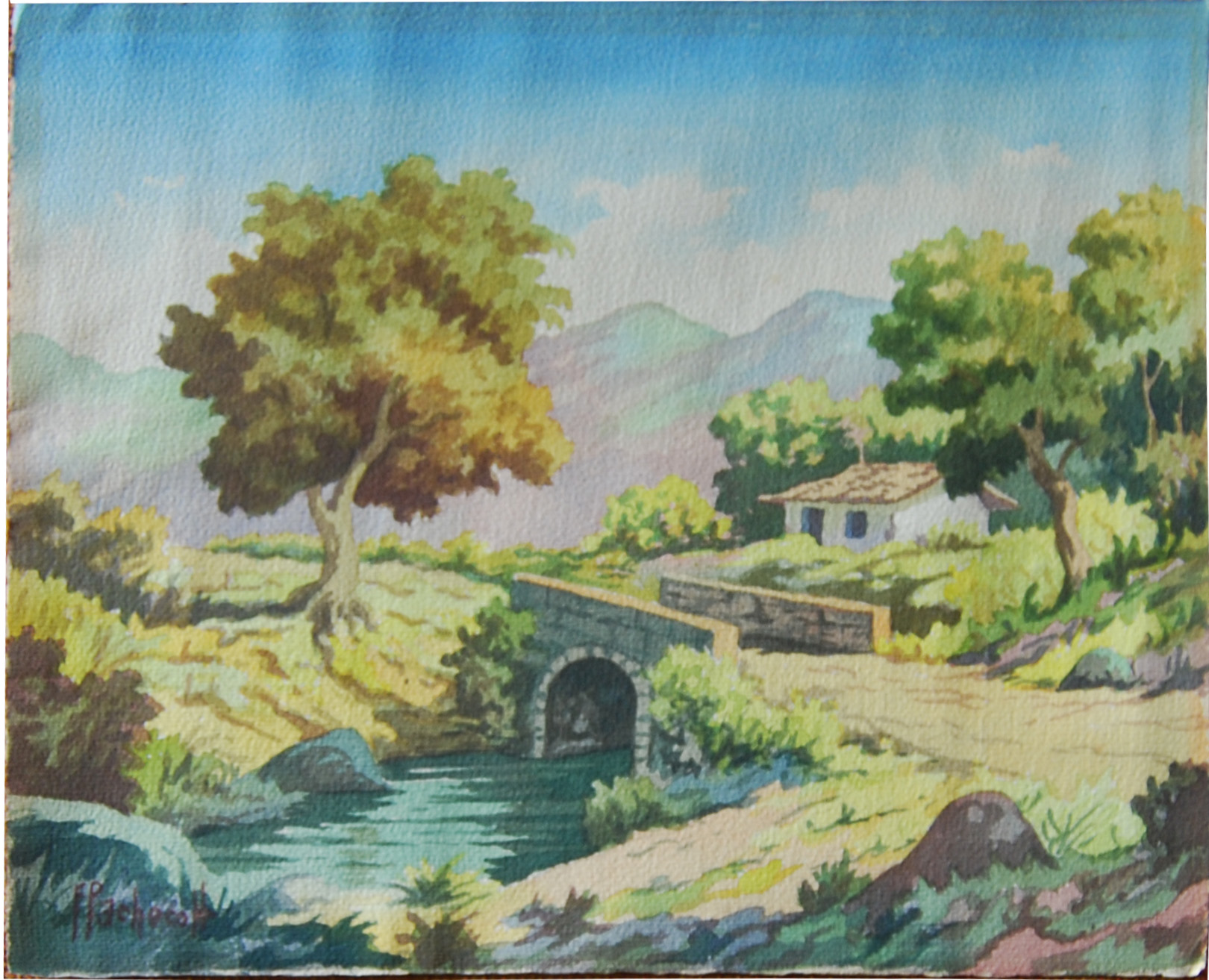 Casa con puente por Pacheco, Fausto