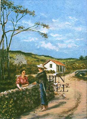 Pareja campesina conversando por Jiménez, Ezequiel