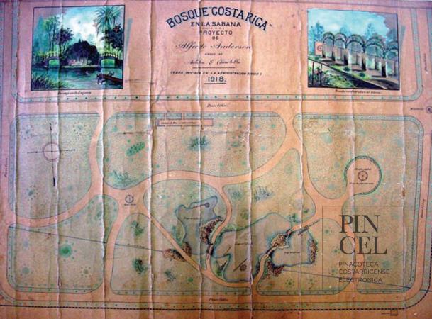 Plano de Bosque de Costa Rica. La Sabana por Chinchilla, Antolín